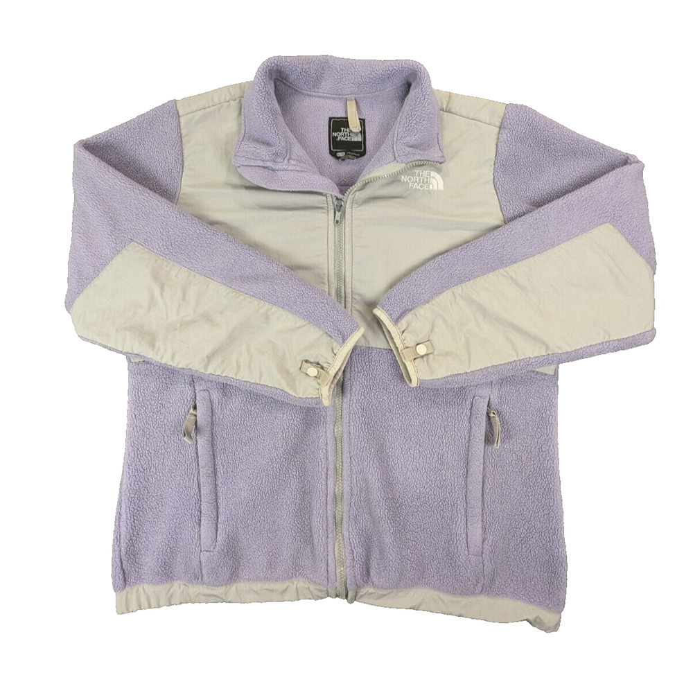 North Face Fleece Jacket XL Girls Purple Full Zip Polyester Rayon Outdoor